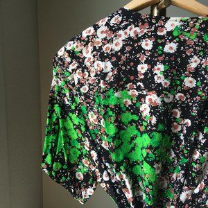 & other stories wrap dress - black/green/white - size 6 (eur 38)